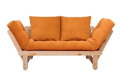 Прямой диван Сламбер Оранжевый, вельвет, Сосна натуральная АндерСон