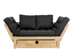 Прямой диван Сламбер Бокс Сосна натуральная, Черный, рогожка АндерСон