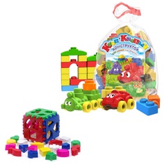 Развивающие игрушки Karolina Toys 2в1 Кубик лог.большой+Конструктор Кноп-Кнопыч 114 дет