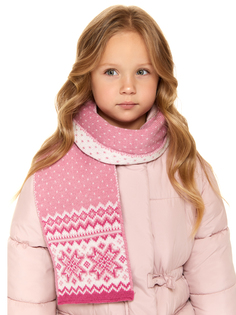 Шарф детский Scandica Voss темно-розовый/белый One Size