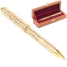 Подарочная шариковая ручка "Узор" в деревянной коробке (Златоуст) Уральский сувенир