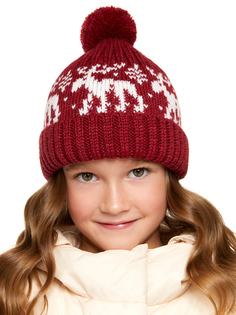 Шапка бини детская Scandica Moose винный Teens р.52-54cm