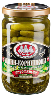 Мини корнишоны Скатерть-Самобранка Хрустящие 370 мл