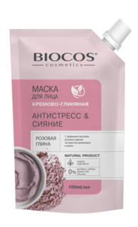 Маска для лица Biocos на основе розовой глины Антистресс и Сияние 100 мл
