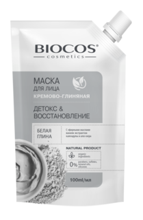 Маска для лица Biocos на основе белой глины Детокс и Восстановление 100 мл