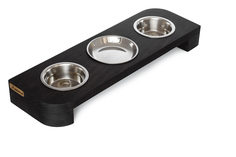 Тройная миска для кошек BEDFOR Venice Trio XS, дерево, черный, 0.6 л