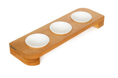 Тройная миска для кошек BEDFOR Venice Trio Ceramic, дерево, бежевый, 0.9 л