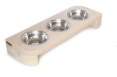 Тройная миска для кошек BEDFOR Venice Trio S, дерево, белый, 1.5 л
