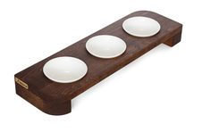 Тройная миска для кошек BEDFOR Venice Trio Ceramic, дерево, коричневый, 0.9 л