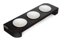 Тройная миска для кошек BEDFOR Venice Trio Ceramic, дерево, черный, 0.9 л