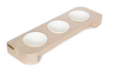 Тройная миска для кошек BEDFOR Venice Trio Ceramic, дерево, белый, 0.9 л