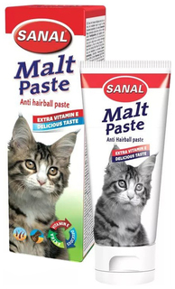 Мальт-паста для выведения шерсти для кошек Sanal + Витамин Е, 20 г