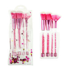 Набор Lukky "Русалочка", 4 кисти для макияжа, с подвижными кристалликами в ручках, розовый