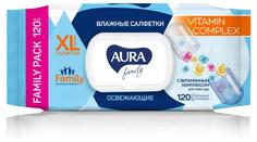 Влажные салфетки для всей семьи AURA family XL размер салфетки 120 шт