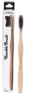 Зубная щетка для взрослых HUMBLE BRUSH из бамбука, черная щетина средней жесткости