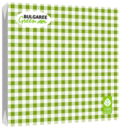 Салфетка Bulgaree green клетка 3-х слойная бумажная 33x33 20 шт