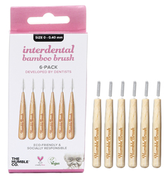 Бамбуковые межзубные ершики BAMBOO INTERDENTAL BRUSH, размер 0 0.40ММ, цвет розовый The Humble Co.