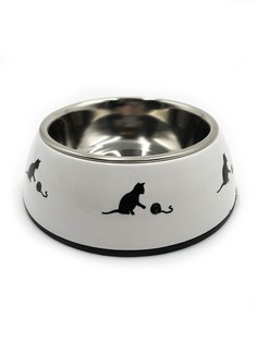 Подставка Dogman пластиковая с миской на резинке, белый, 0,48 л