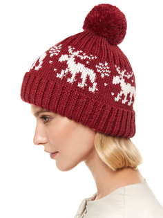 Шапка бини женская Scandica Moose винная ONE SIZE