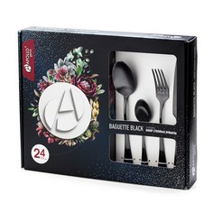 Набор столовых приборов APOLLO BLC-24 "Baguette Black" 24 пр.