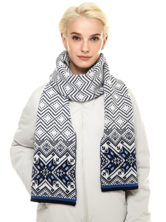 Шарф женский Scandica Nordic Star белый/синий ONE SIZE