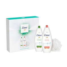 Набор подарочный Dove "Нежное очищение" (гель для душа, 250 мл, 2 штуки + мочалка)