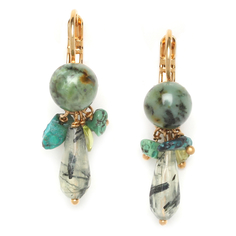 Серьги из бижутерного сплава с бирюзой/кварцем Nature Bijoux NB20.2-12-75133