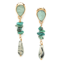 Серьги из бижутерного сплава с бирюзой/кварцем Nature Bijoux NB20.2-12-75131