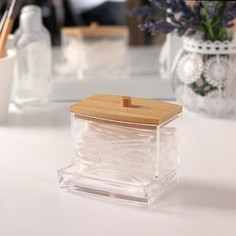 Органайзер для хранения ватных палочек, коричневый, 9 x 7,5 x 7 см Вселенная порядка