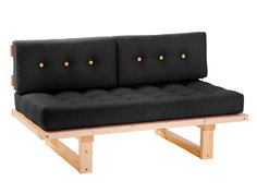 Прямой диван Кушетка Торн-М (сосна) Сосна натуральная, Черный, рогожка АНД