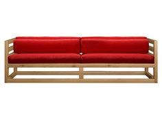 Прямой диван Магнус сосна натуральный Красный, вельвет АНД
