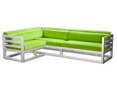 Угловой диван Магнус Угловой сосна Белая эмаль, Салатовый, вельвет, Левый АНД