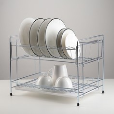 Сушилка для тарелок настольная разборная с поддоном, цинк, 39 x 12 x 26,5 см Вселенная порядка