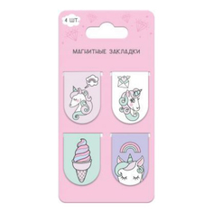 Закладки с магнитом Единороги 4 шт No Brand