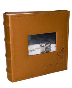 Фотоальбом «Орнамент с окном», коричневый, обложка эко-кожа, 300 фото в кармашках 10х15 см Veld Co