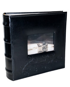 Фотоальбом «Орнамент с окном», чёрный, обложка эко-кожа, 300 фото в кармашках 10х15 см Veld Co