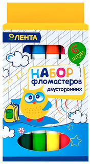 Набор фломастеров Лента двусторонние 12 цветов 6 шт Lenta