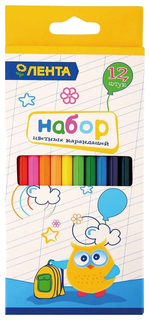 Карандаши цветные Лента заточенные 12 цветов Lenta