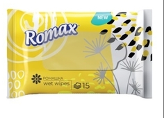 Влажные салфетки Romax с ароматом РОМАШКИ, 15 шт