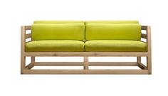 Прямой диван Магнус Мини сосна натуральный Лимонный, вельвет АНД