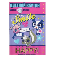 Цветной картон Littlest Pet Shop А4 16 цветов 16 листов