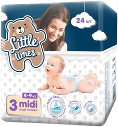 Подгузники Little Times Midi 3 4-9 кг 24 шт