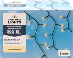 Световая гирлянда новогодняя Christmas Lights 15 м белый теплый