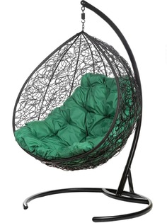 Подвесное кресло Bigarden Gimini черное со стойкой зеленая подушка