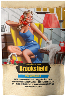 Влажный корм для кошек BROOKSFIELD Sterilized Light индейка в соусе, 85г