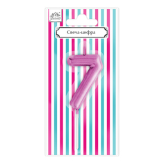 Свеча праздничная фигурная Fiolento Веселая вечеринка Цифра 7 розовая