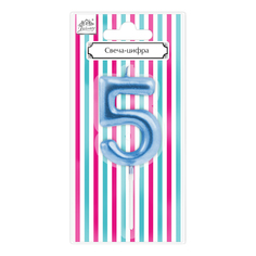 Свеча праздничная фигурная Fiolento Веселая вечеринка Цифра 4 розовая