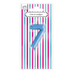 Свеча праздничная фигурная Fiolento Веселая вечеринка Цифра 7 голубая
