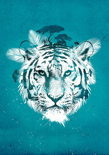 Большой постер на стену "White Tiger" 40х50 см без рамы Robert Farkas