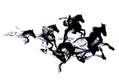 Большой постер на стену "Black Horses" 40х50 см без рамы Robert Farkas